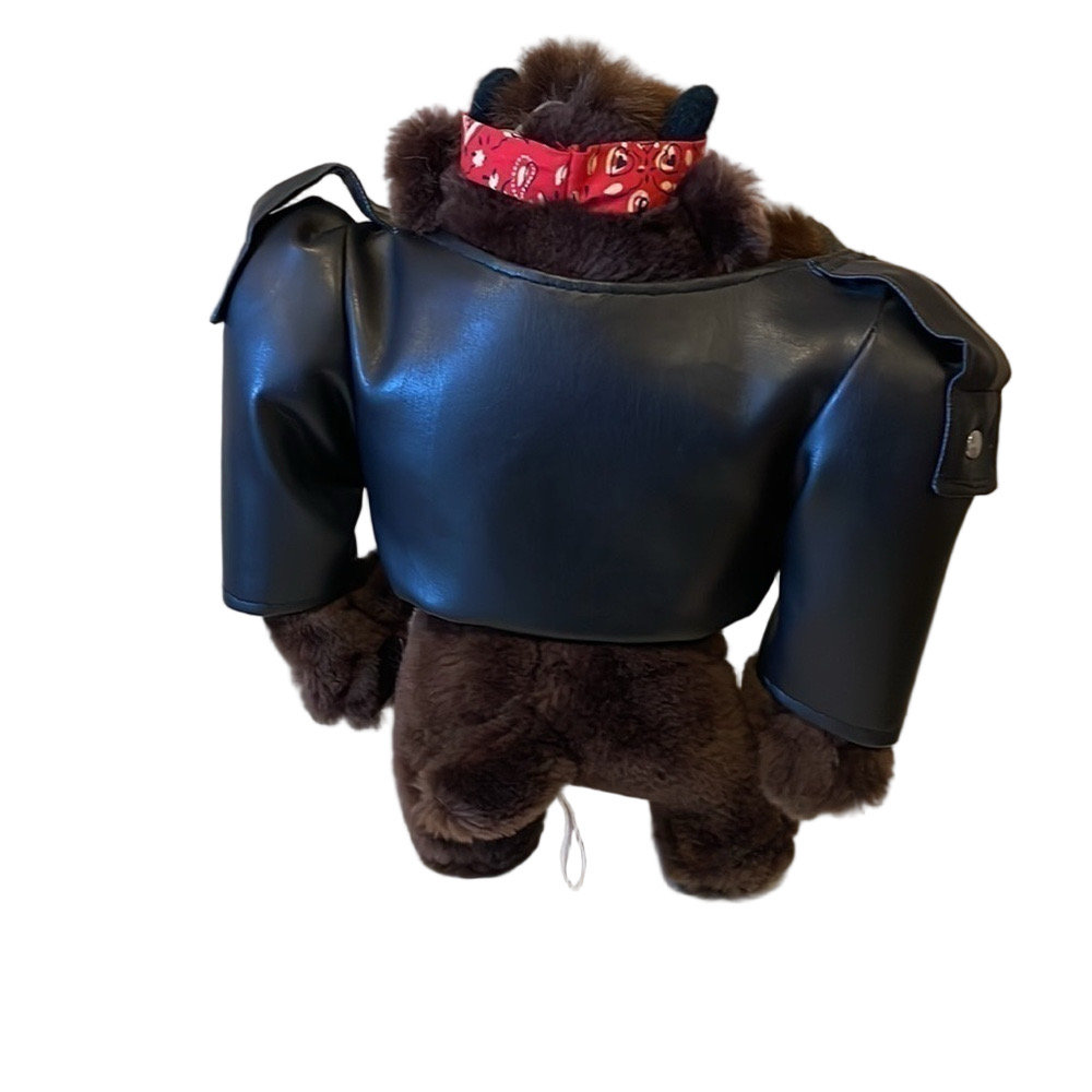 Vintage 1992 Tasmanian Devil Plush Motorcycle Biker Jacket with Bandana - Picture 4 of 6